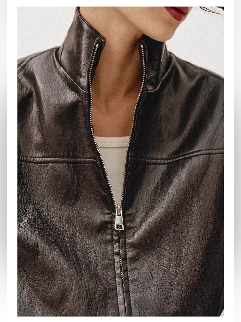 ✨SALE✨ ZARA FAUX LEATHER CROPPED BOMBER JACKET ✨SALE✨ - Picture 6 of 13
